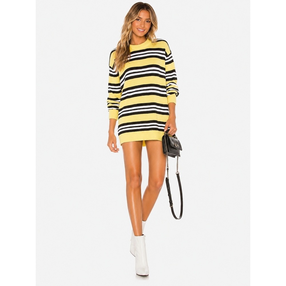 Tularosa‎ Revolve Striped Oversized Boyfriend Vintage Style Sweater Yellow XS